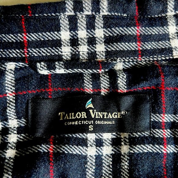 Tailor Vintage Button Up Flannel Shirt Mens S Blue Plaid Outdoor Cotton Blend - Picture 1 of 3